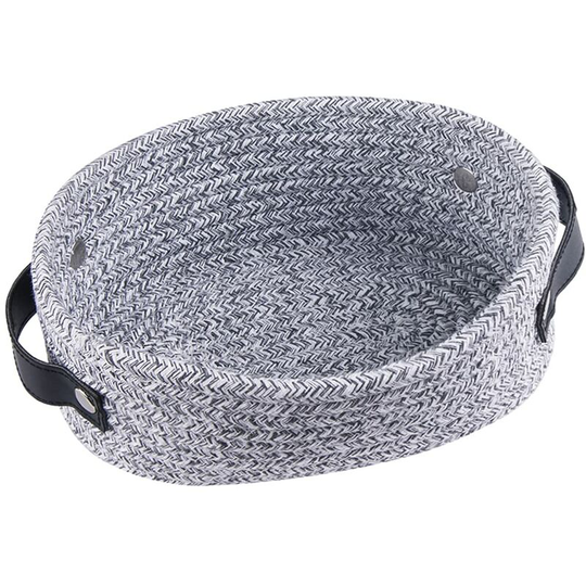 Fuhuidatrading - Small Woven Basket for Storage Oval Rope Coil Baskets with Handle Mini Cotton Basket Little Organizer Bins Hamper Nursery Room for