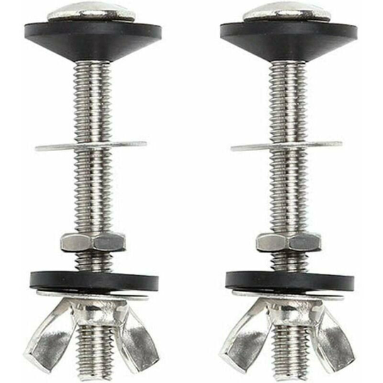 Of 2 stainless steel cistern bolts, universal toilet bowl fixing easy to install