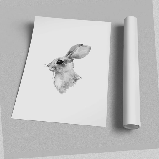 Rabbit Profile - Graphic Art Print on Paper