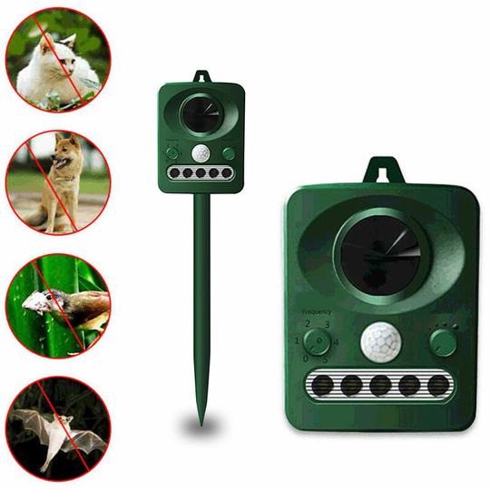 Monly - ZN-AZ-QNQ-001 Outdoor Solar Ultrasonic Bird Repeller Solar & usb Dual Charge Waterproof Design Built-in Battery Grass Green