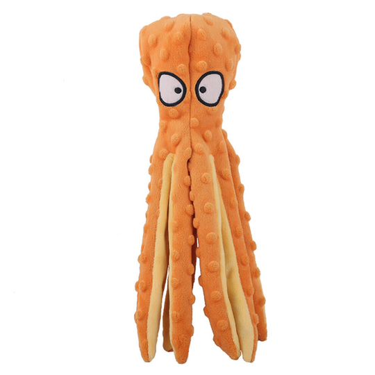 (orange) Dog Plush Toys Octopus - No Stuffing Dog Squeaky Toys with Crinkle Paper for Puppy Teething, Durable Dog Chew Toys Dogs Training and Playing