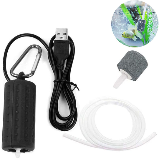 Aquarium air pump, ultra-quiet aquarium fish tank oxygen air pump, high efficiency, energy saving, plug and play, black