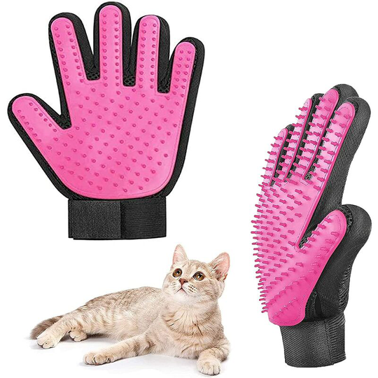 Pet Grooming Mitt, Pet Cleaning Mitt, Dog Brush Mitt, Cat Grooming Massage, for Hair Removal (Pink)