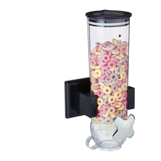 1.7-litre cereal dispenser, cornflake spender, nut container, sweets storage for the wall, black - Relaxdays