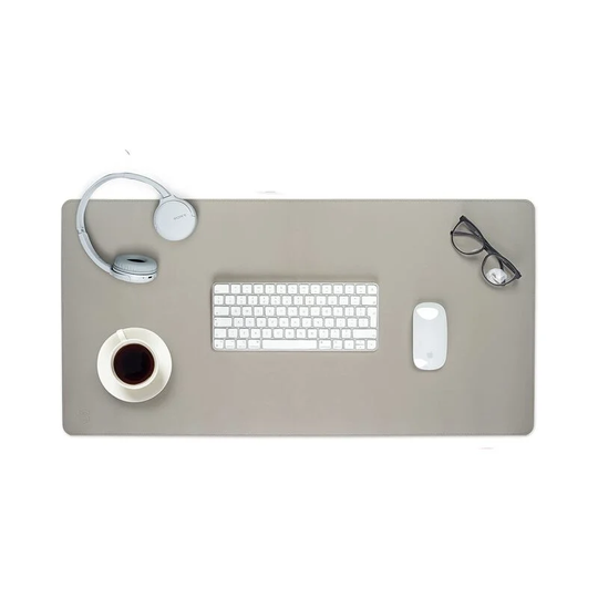 Perle Rare - pu Leather Desk Pad 80x40cm - Light Gray - Desk Pad with Stitched Edges - Large Desk Pad - xxl Mouse Pad - Desk Pad