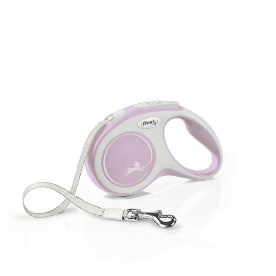 New Comfort Medium Taped Retractable Dog Lead (5m) (Rose Pink/White) - Rose Pink/White - Flexi