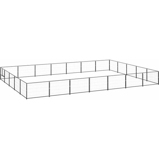 Dog Kennel Black 35 m² Steel Vidaxl Black