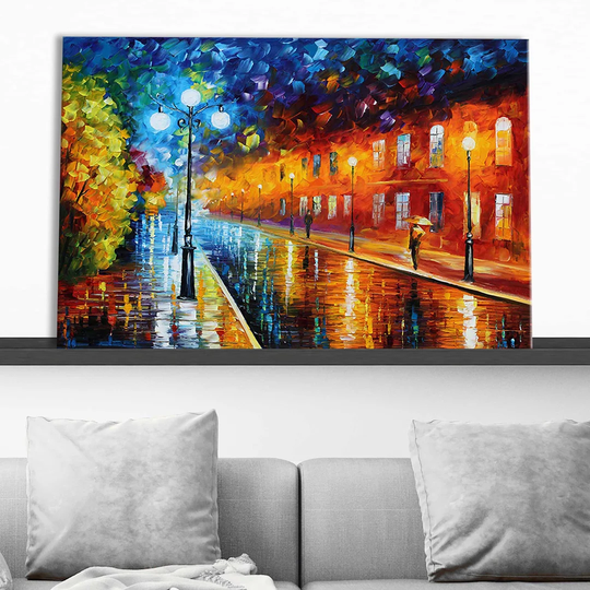 Blue Lights by Leonid Afremov - Wrapped Canvas Painting Print