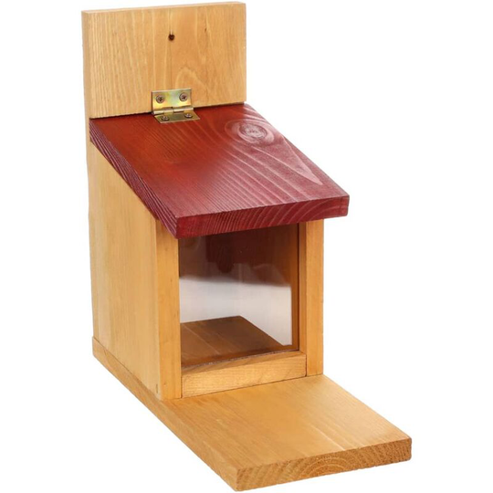 Flamingo - Squirrel Feeding House 12x27x24 cm Natural and Bordeaux Multicolour