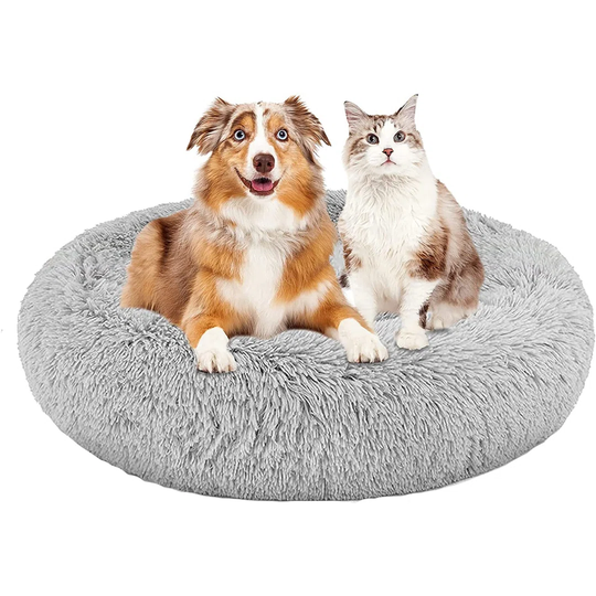 Dog Bed 60 Cm Grey For Small/Medium Dogs Calming Dog Bed Anti Anxiety, Soft Plush Fluffy Round Dog Beds Improving Sleeping And Keeping Warm Dog Cat Cu