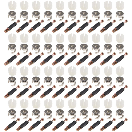 40 Set Furniture Connecting Cam Fitting with Dowel and Pre-Inserted Nut Screw