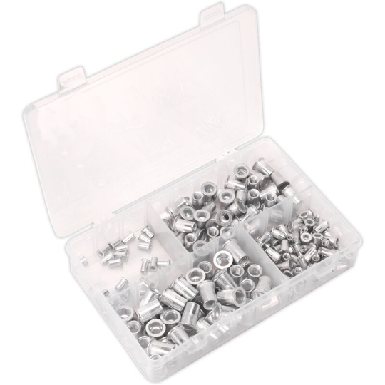 Sealey - AB073TI Threaded Insert (Rivet Nut) Assortment 200pc M4-M8 Splined Metric