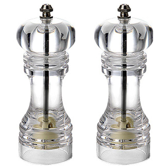 Pepper Mill and Salt Shaker Set of 2 Salt and Pepper Mill Shaker with Adjustable Coarseness-Clear 2pcs6 inch