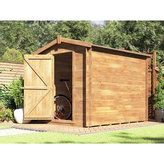 6 x 8 Heavy Duty Garden Shed Taarmo - Pressure Treated Wooden Storage Windowless Bike Tools with Roof Felt