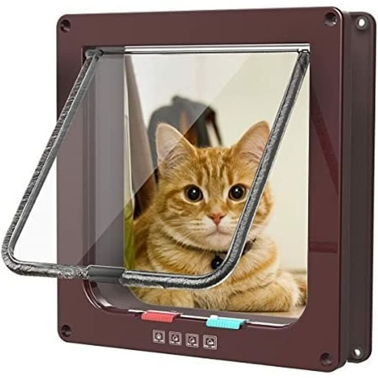 Large 4-Way Pet Door, Dog Cat Door with Magnetic Closure, Silent Cat Door, Cat Door, 25x23.5x5.5cm for Dogs and Cats, Cats, Dogs, Tunnel, Pet Door