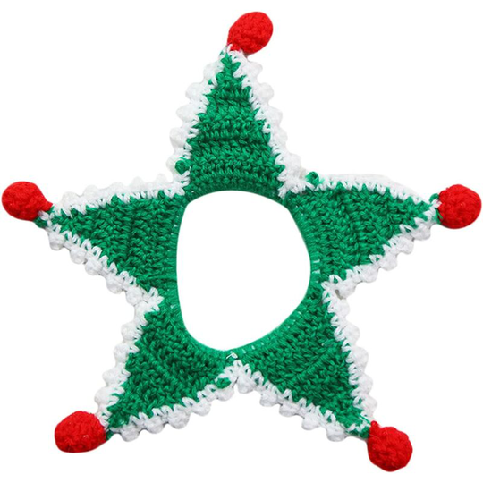 Christmas Dog Bandanas Five Pointed Star Animal Scarf Hand Knitted Pet Christmas Scarf Cat Dog Collar Pet Gift, Green s