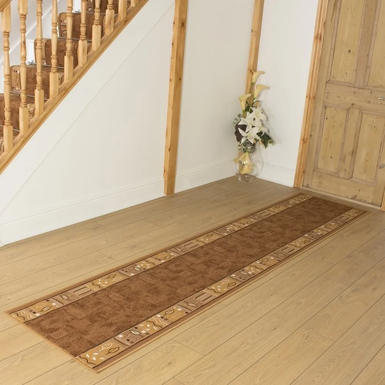 Banes Looped/Hooked Brown Hallway Runner Rug