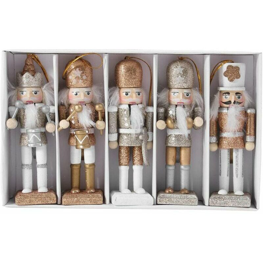 Naxunnn - Christmas Nutcracker Wooden Christmas Decorations Doll Decor Nutcracker Ornament Nut Nutcracker Doll Pendant Creative Glitter Powder Doll