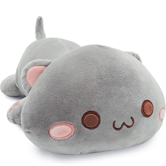 Cute Kitten Plush Toy Stuffed Animal Pet Kitty Soft Anime Cat Plush Pillow for Kids (Gray a, 12')