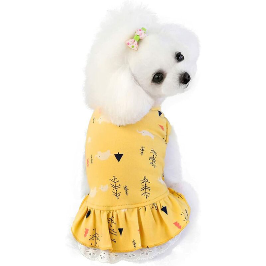 Soekavia - Dog Dress Cute Wedding Pet Skirt Elegant Bowknot Summer Puppy Apparel Clothes Small Medium Girl Dogs Cats Shirts SundressLittle Elephant