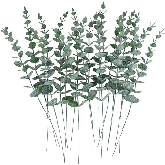 Fuhuidatrading - 24pcs Artificial Eucalyptus Leaves Stems Real Grey Green Touch Branches for Home Office Centerpiece Wedding Banquet Flower