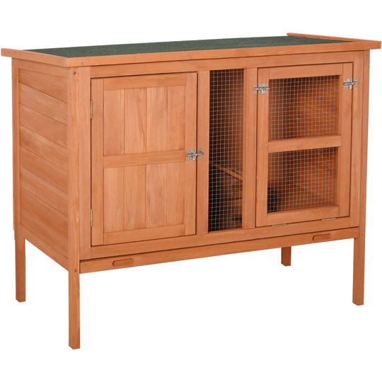 Pawhut - Wooden Pet House Elevated Rabbit Hutch Bunny Cage 102 x 56 x 85cm - Natural