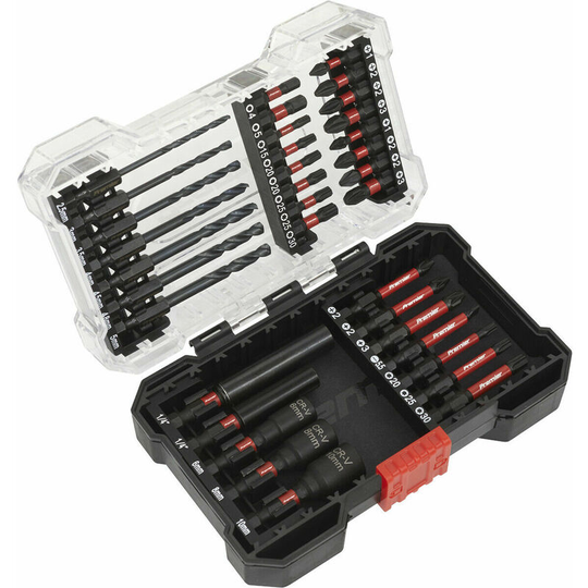 35 Pc Impact Grade Power Tool Bit Set - S2 Steel Bits - 1/4' Hex - Storage Case