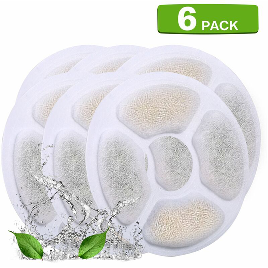 Cat Water Fountain Filters Replacement Filters for 84oz/2.5L Round Filter Space Automatic Pet Water Fountain 6pcs 3 Filtration System