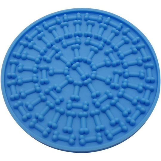 Dog Licking Bath Pad, Puppy Training Lick Suction Cup Slow Bowl and Transfer Care Artifact Bath, Pet Bath Tool (Blue)