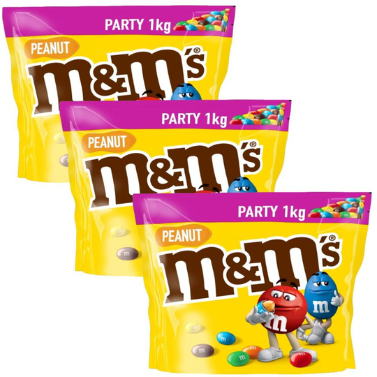 3 x 1kg M&M's Peanut Chocolate Nuts Sharing Party Bag