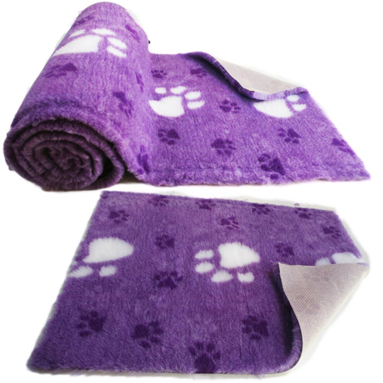 (10 Metre x 150cm Roll) Purple Large White Paw High Grade Vet Bedding Non-Slip back Bed Fleece for Pets