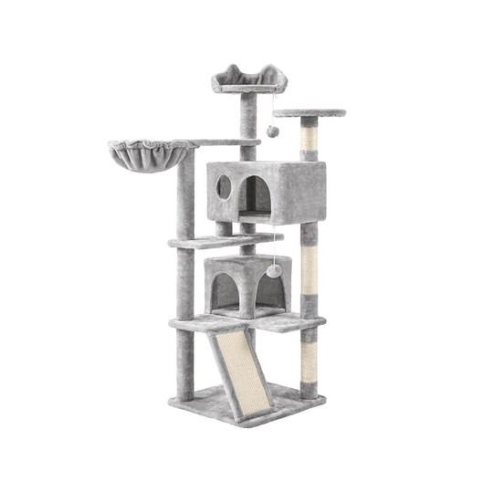 Yaheetech 55"H Cat Tree Tower Kitten Tree for Kittens/Small Cats,Light Gray - light gray