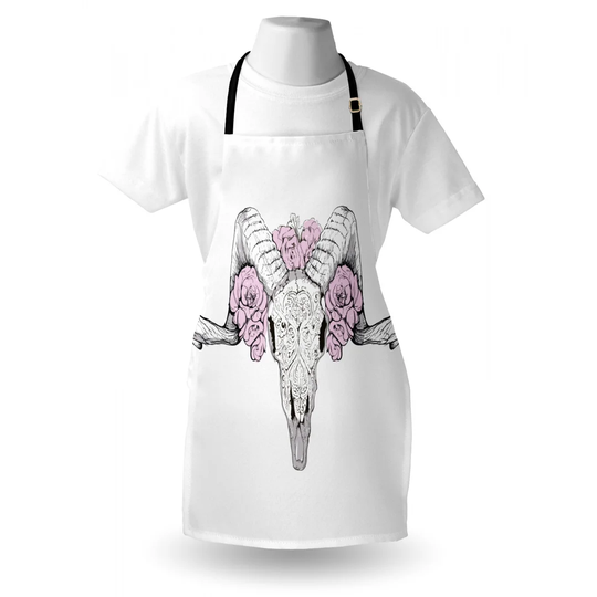 Bones of a Lamb with Rose Flowers Creepy Apron