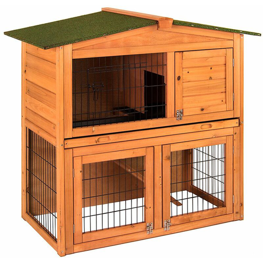 Home Discount - 2 Tier Wooden Pet Hutch Rabbit Guine Pig Cage Run With Clean Tray