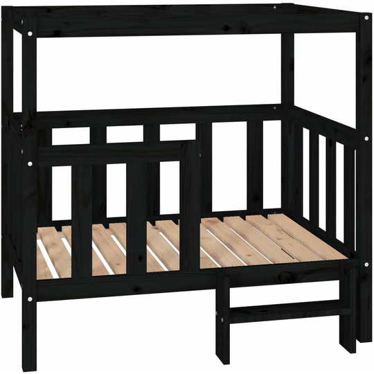 Dog Bed Black 105.5 x 83.5 x 100 cm Solid Wood Pine Vidaxl Black