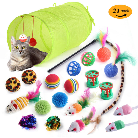 Cat Toys 21-Piece Interactive Cat Playset for Indoor Cats