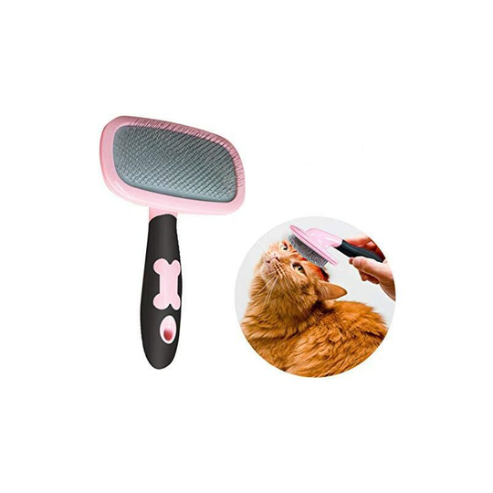 Dog and Cat Grooming Brush Dog and Cat Comb with Long and Short Bristles-Pink Soekavia