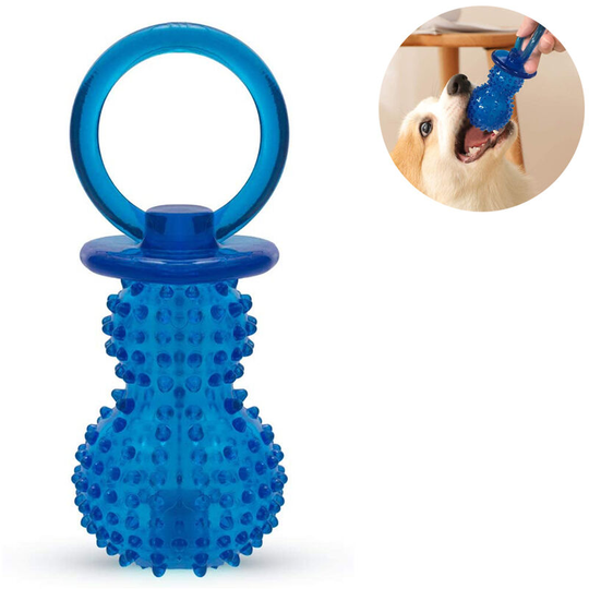 Soft Teething Rubber, Treat Dispensing Dog Toy for Small Puppies, blue