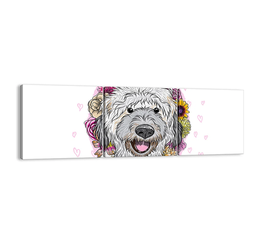Puppy Joy - 3 Piece Unframed Panoramic Graphic Art Print Set on Canvas