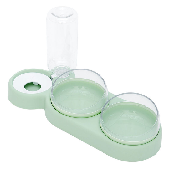 Perle Raregb - Double Height Cat Bowl, Tilt 15 ° Anti-Vomiting Cat Bowl Three-in-One Automatic Water Storage Pet Bowl, Available for Cats and Puppies
