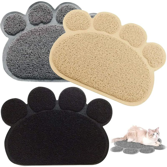 Pcs pvc Durable Cat Dog Litter Mat for Cats Placemat Pet Puppy Kitten Feeding Bowl Paw Shape Tray Non-slip Placemat.