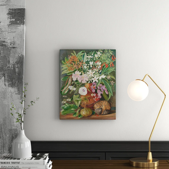 498. A Selection of Flowers. Wild and Cultivated, with Puzzle Nut, Mahe by Marianne North Framed Art Print