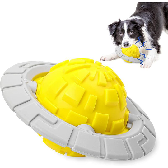 Indestructible Dog Chew Toy, Squeaky Dog Toy Sound Ball, Interactive Dog Toy Suitable for Small Sized Dogs (Yellow)