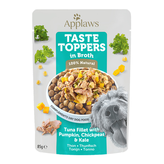 Applaws Taste Toppers in Broth 12 x 85g - Tuna Fillet with Pumpkin, Chickpeas & Kale