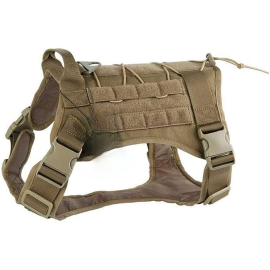 Brown Tactical Dog Harnesses, Military Working Dog Ring Vests, Tension-Free Military Training Dog Harnesses, with Strap Clips -xl