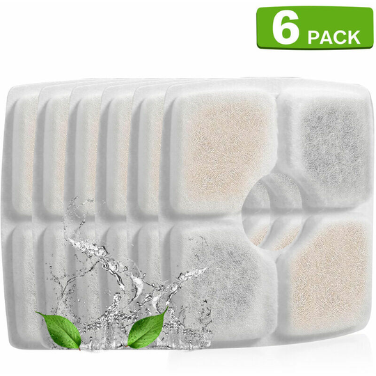 Echoo - Cat Water Fountain Filters Replacement Filters for 84oz/2.5L Square Filter Space Automatic Pet Water Fountain 6pcs Keep Pets Healthy,model: