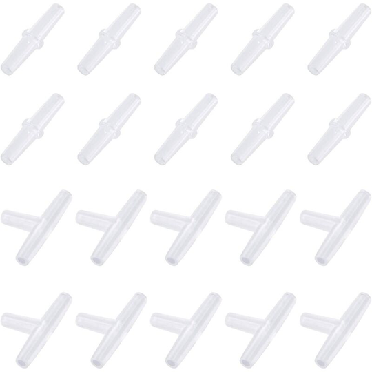 40pcs Aquarium Air Valve Connector White Plastic Inline Tube 3 Way T Straight