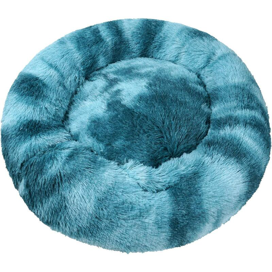 Round Dog Bed for Cat Puppy Pet Soft Plush Sofa Cushion Puppy eping Nest Dark Blue S-50cm