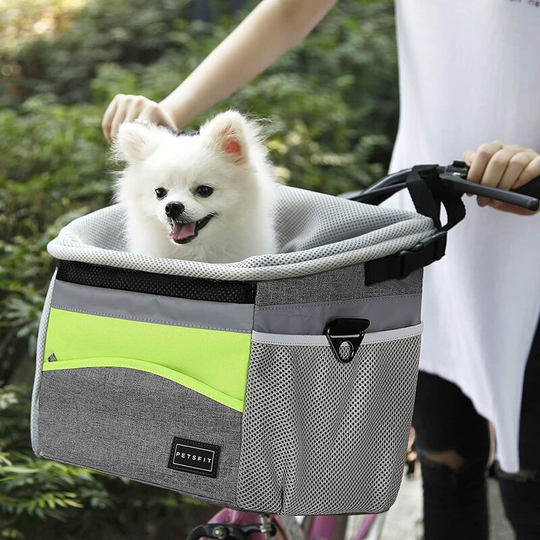 Multifunctional pet bicycle carrying bag dog and cat outing shoulder bag car basket grey