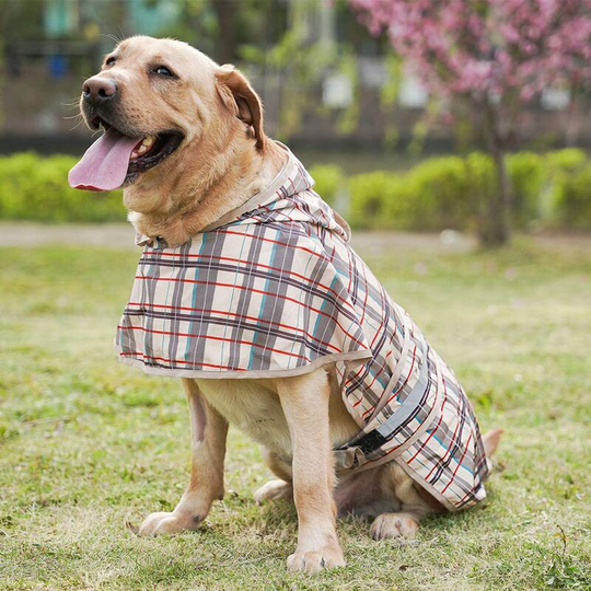 Hooded Dog Raincoat with Reflective Strip - Dog Raincoat Overalls Waterproof Adjustable Lightweight Breathable Rain Poncho Rain Jacket for Large Dogs